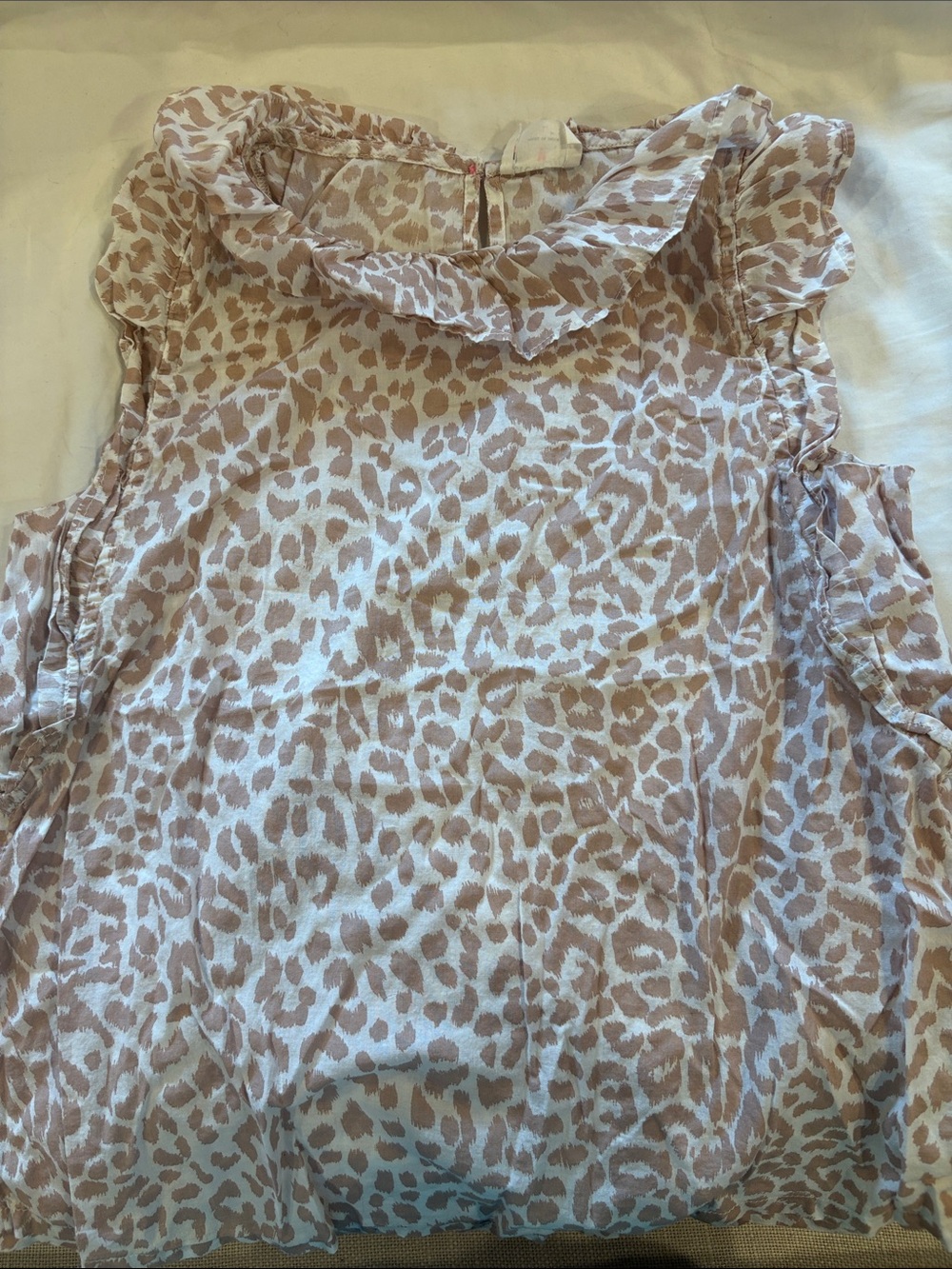Crewcuts Pink and White Leopard-Print Ruffle Camisole